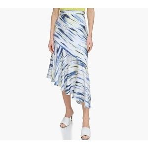 DKNY Asymmetric Satin Midi Skirt - 6